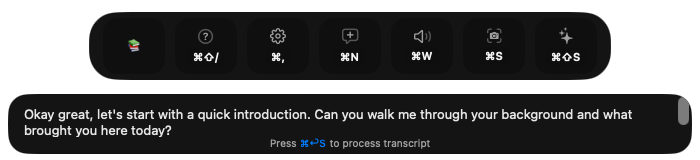 The Pont overlay on macOS showing live, structured interview guidance