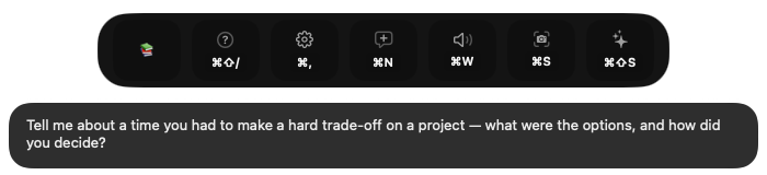 The Pont overlay transcribing the interviewer's question in real time