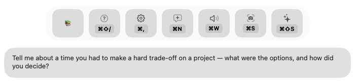 The Pont overlay transcribing the interviewer's question in real time